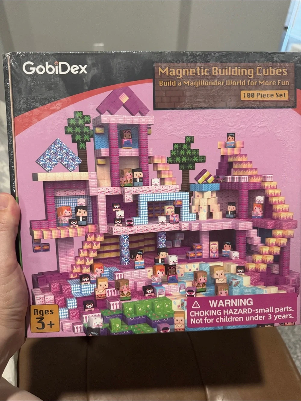 Magnetic Building Cubes - Pink Multi 100-Piece Set